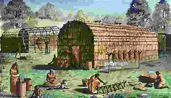 An Ancient American Indian Settlement, With Wooden Longhouses And A Central Fire Pit. In Small Things Forgotten: An Archaeology Of Early American Life