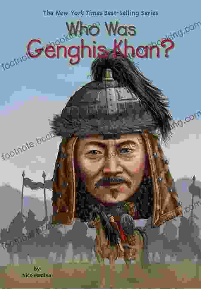 Genghis Khan For Kids Book Cover, Featuring A Portrait Of Genghis Khan And A Map Of His Empire Genghis Khan Biography For Kids (Just The Facts 12)