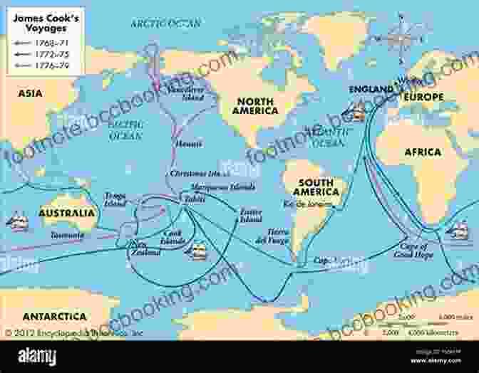 Historical Map Showing Captain Cook's Voyages Captain Cook: Master Of The Seas