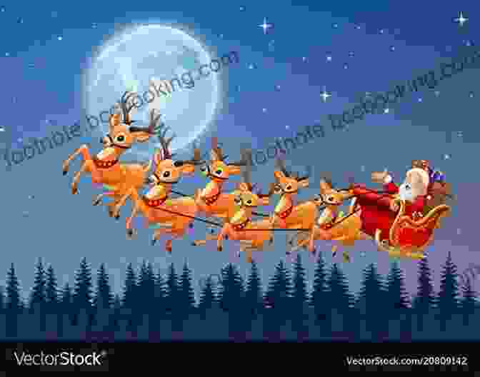 Santa Claus And Snow Maiden Flying In A Sleigh Pulled By Reindeer, Delivering Presents To Children How The Russian Snow Maiden Helped Santa Claus